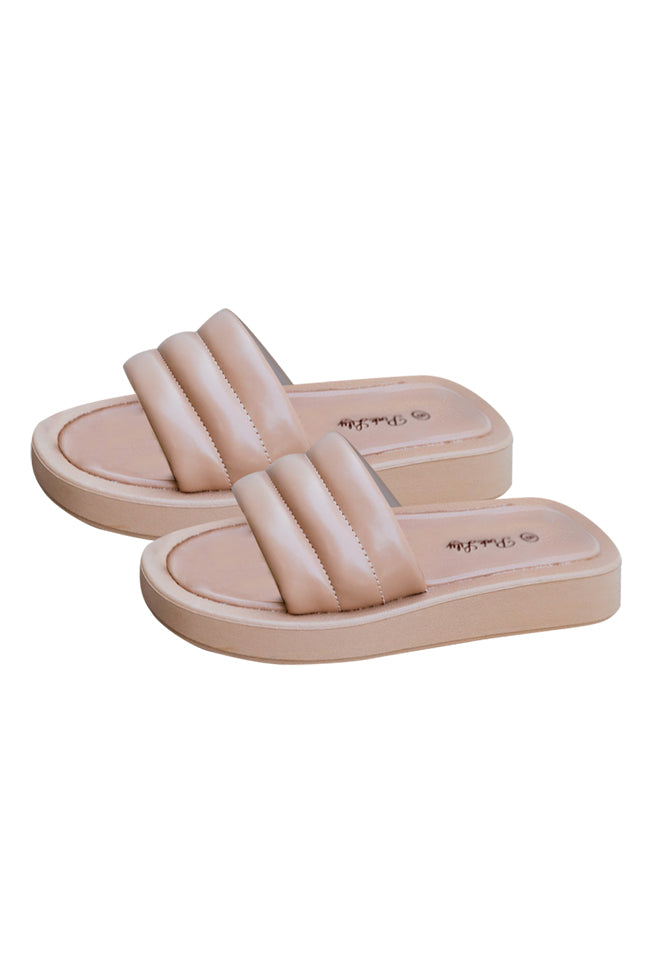 Sofia Beige Puff Platform Slides FINAL SALE Recommend