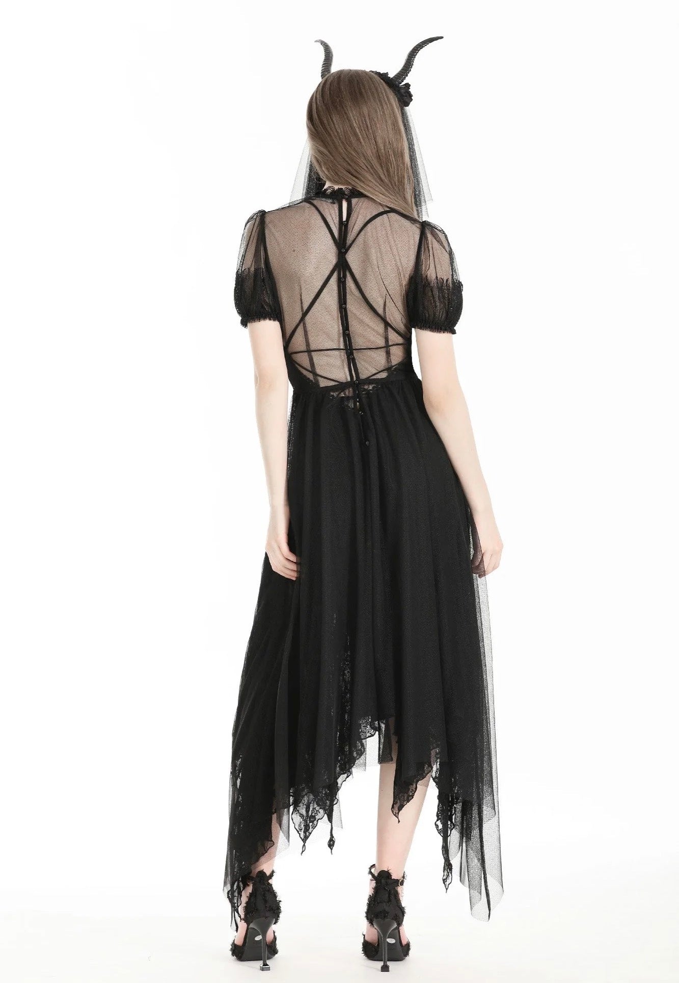 Dark In Love - Gothic Dark Night Elf Winged Mesh Black - Dress Sale Best Pices