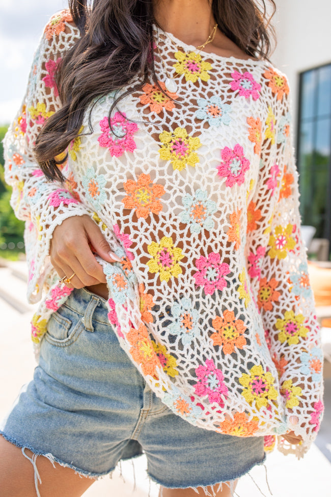 Spot On Multi Floral Crochet Sweater Amazon For Sale