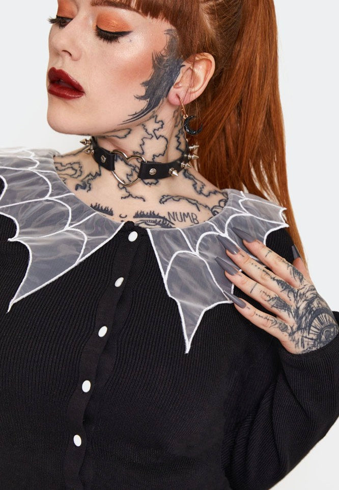 Jawbreaker - Spider Web Collar Cropped Black - Cardigan Clearance Get To Buy