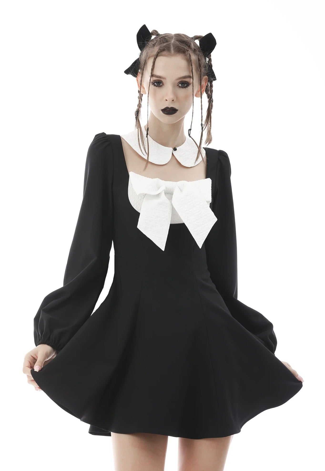 Dark In Love - Gothic Lolita Black White Super Bowknot Black - Dress Outlet Shop Offer