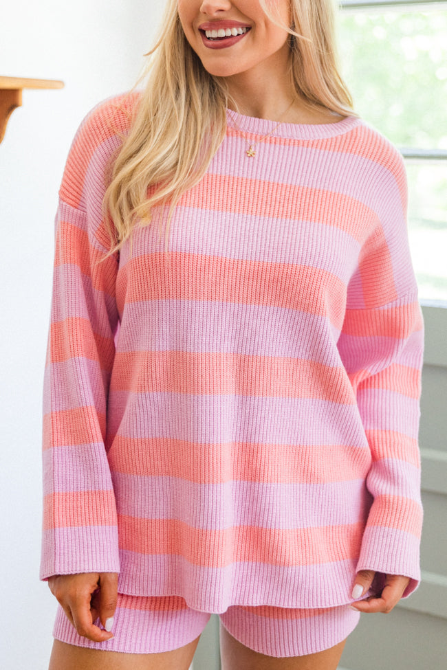 Sign Of The Times Coral And Lilac Striped Sweater Set SALE Geniue Stockist Online