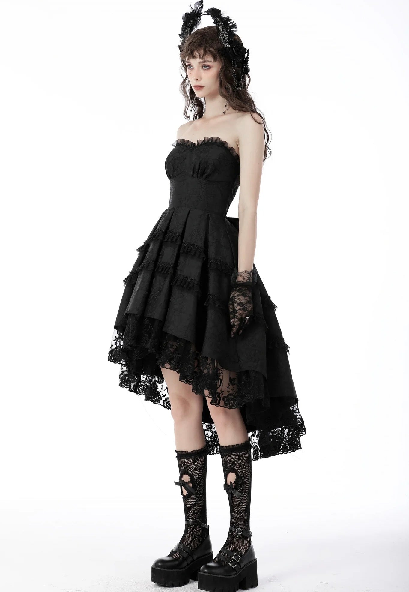 Dark In Love - Magic Girl Pleated Rose High Low Black - Dress Clearance With Credit Card