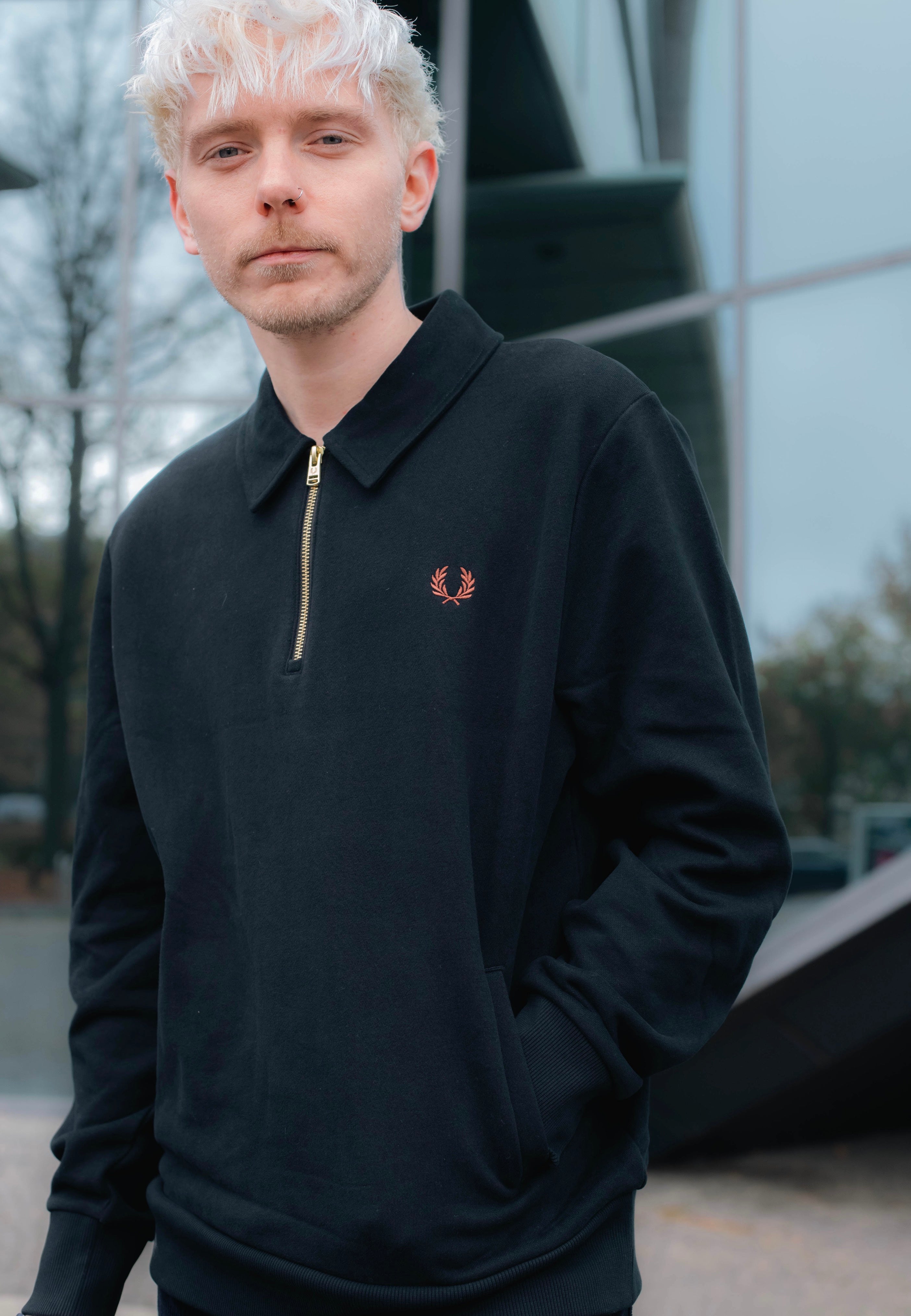 Fred Perry - Half Zip Black - Sweater Cheap Buy