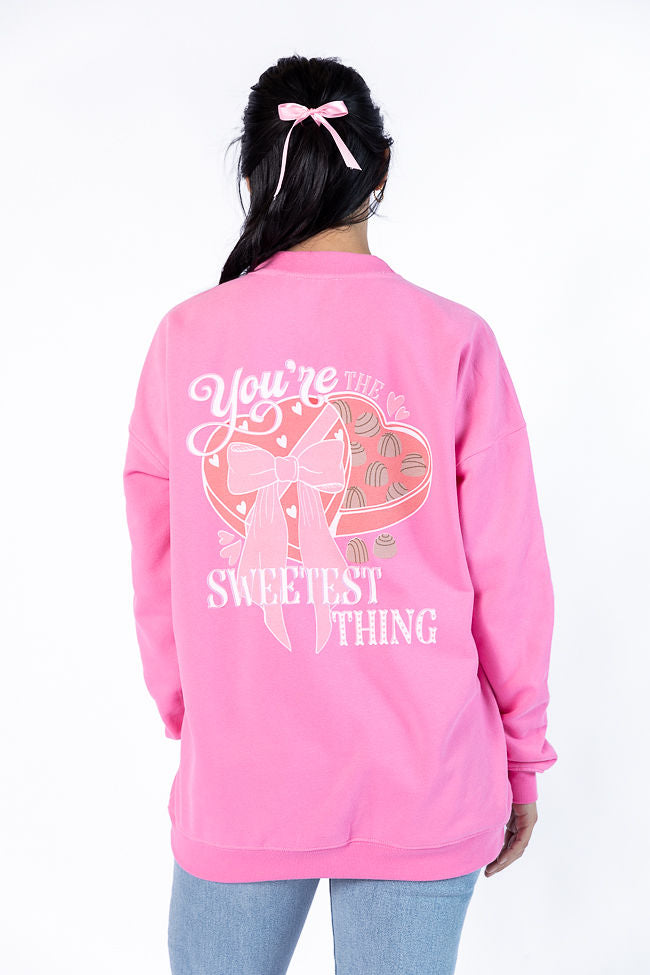 You're The Sweetest Thing Pink Oversized Graphic Sweatshirt