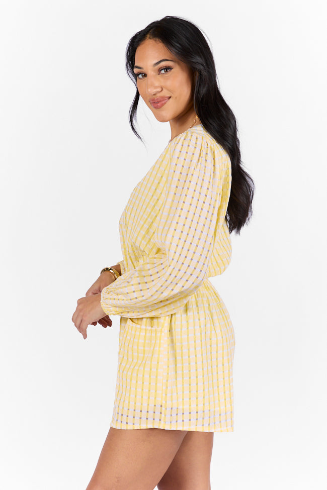 Set On You Yellow Gingham Long Sleeve Romper Buy Cheap Find Great