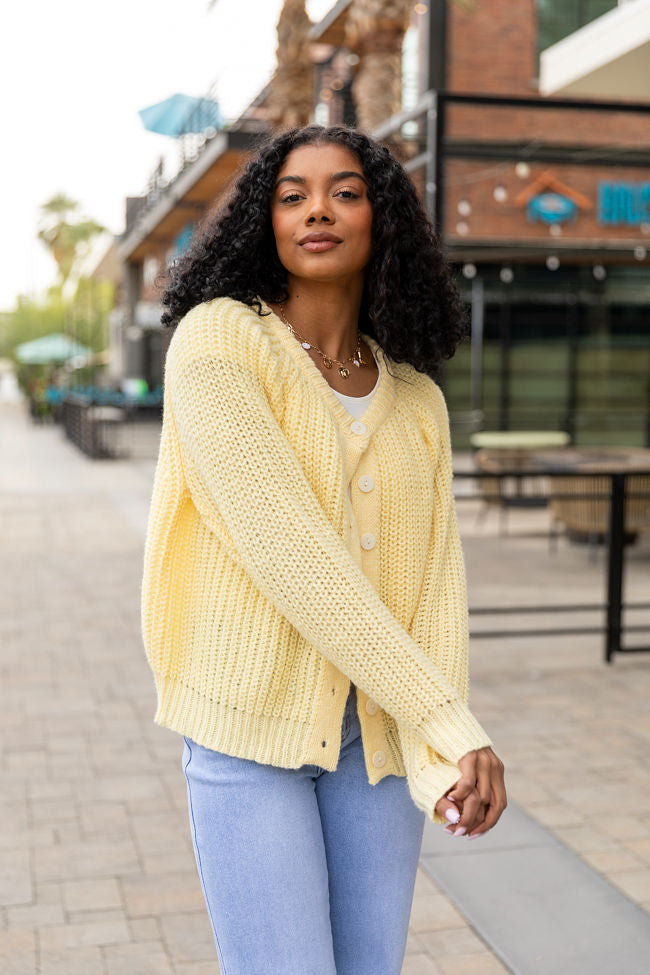 Do Me A Solid Yellow Button Up Cardigan Sale Lowest Pice