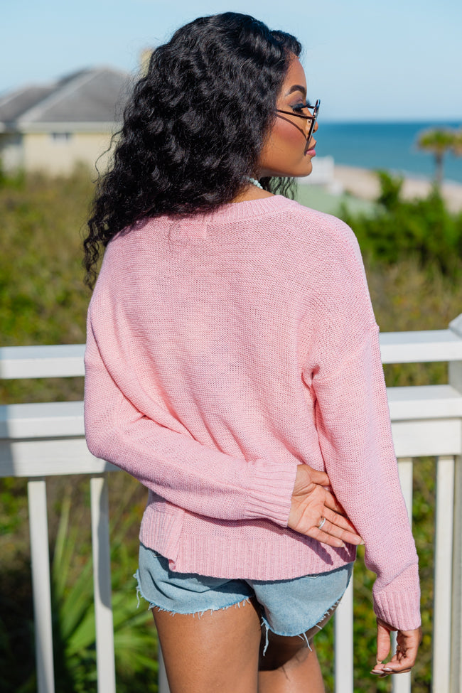 Off To The Beach Pink Coastal Script Sweater Cheap Genuine