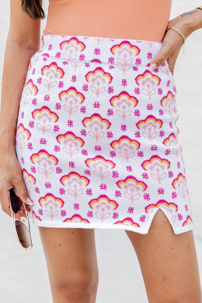 What Makes You Happy Pink And Orange Knit Printed Skirt FINAL SALE Footlocker Pictures