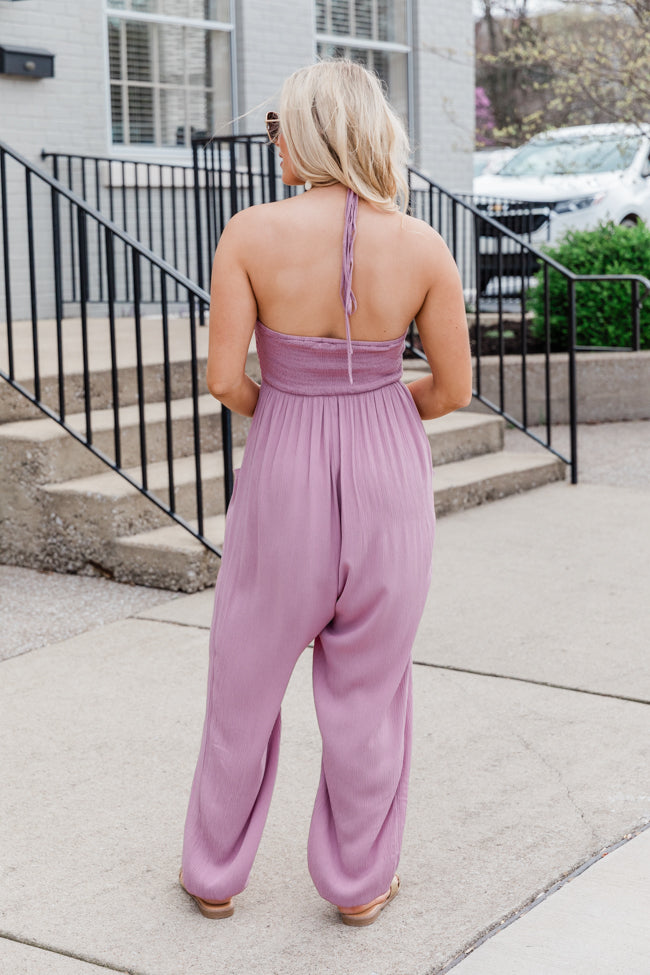 Draw Me In Mauve Halter Neck Jumpsuit Free Shipping Low Shipping