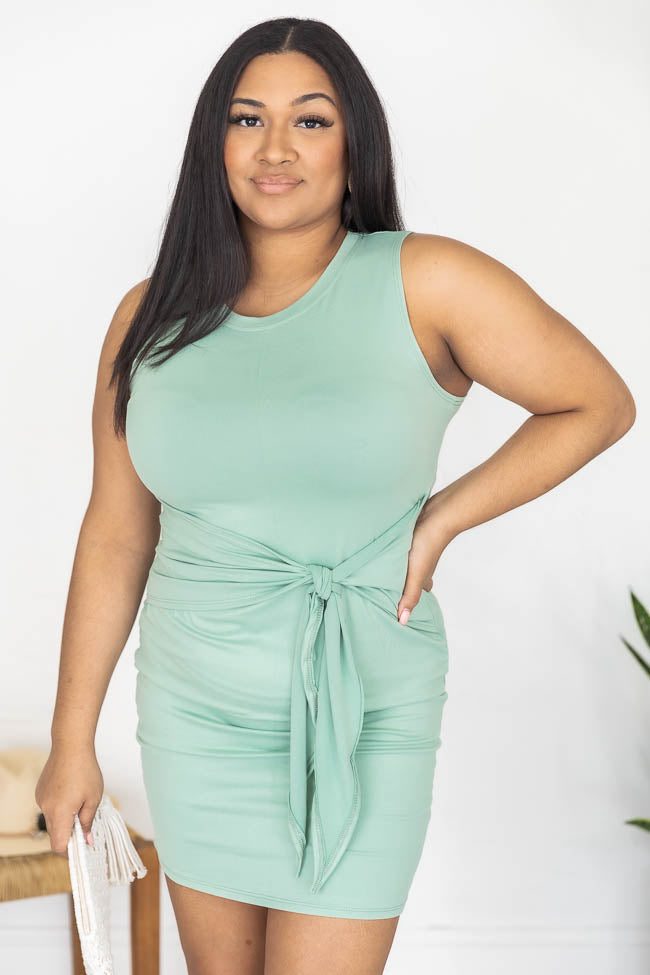 Living For It Sage Bodycon Tank Dress FINAL SALE Store With Big Discount