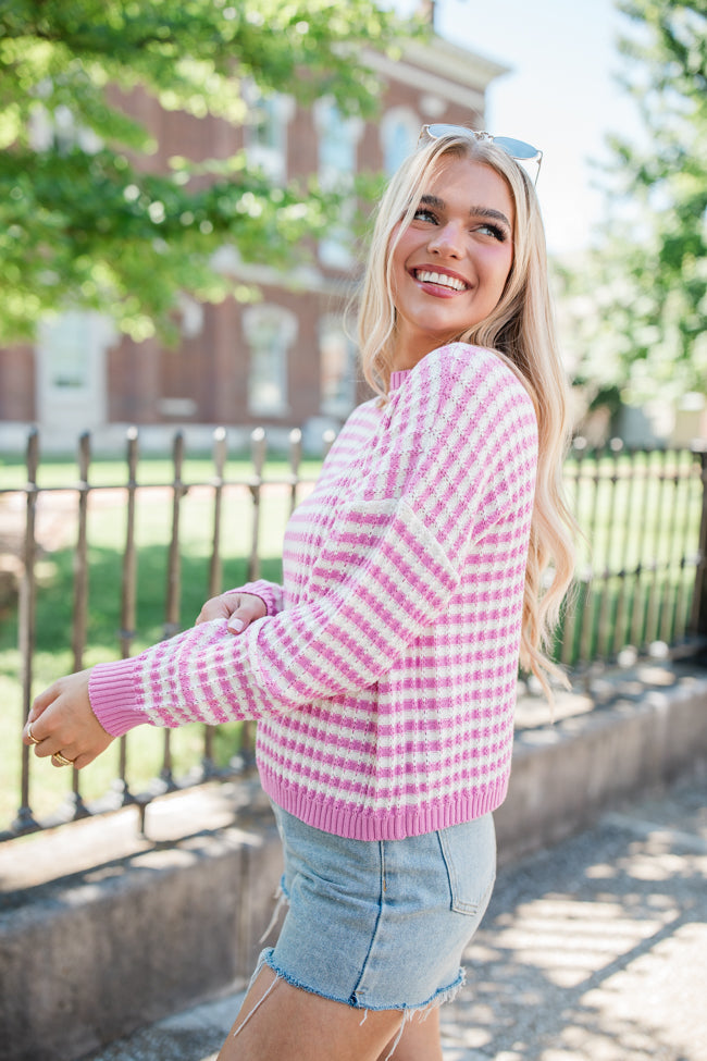 Midnight Dreams Pink Striped Sweater Official Sale Online