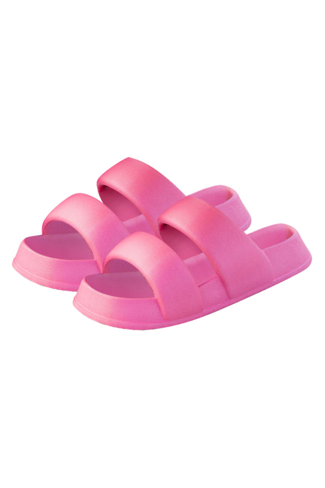 Ciana Hot Pink Double Strap Cloud Slides FINAL SALE Exclusive Online