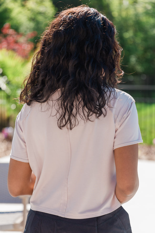 One Step Ahead Taupe Cropped Tee Free Shipping Cost