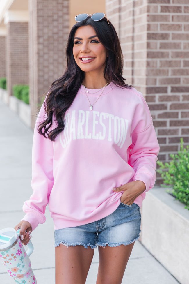 Charleston Block Light Pink Oversized Graphic Sweatshirt Outlet Low Pice Fee Shipping