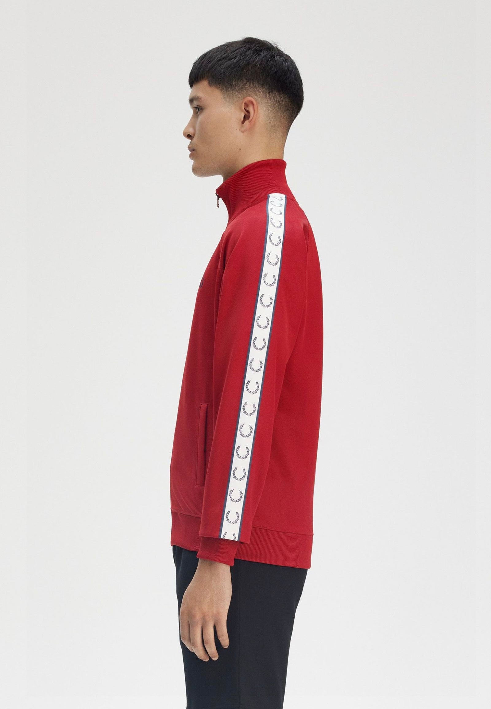 Fred Perry - Taped Track Burnt Red - Track Jacket Best Seller For Sale