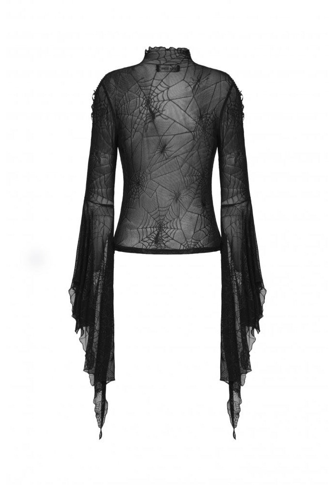 Dark in Love - Punk Spider Mesh Exaggerated Sleeves - Top Fashionable