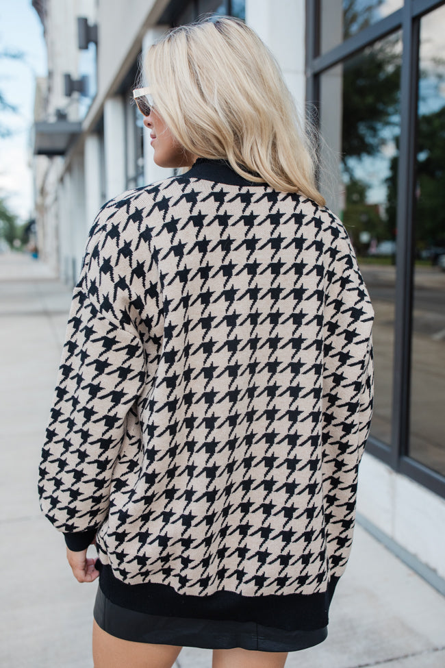 Trying Your Best Tan Houndstooth Cardigan Outlet Pay With Paypal