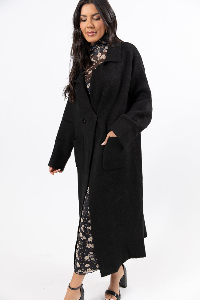 Greta Black Sweater Coat Best Sale Online