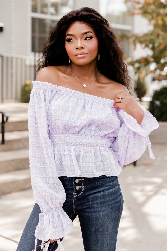 Got You On My Mind Purple Textured Off The Shoulder Blouse FINAL SALE Cheap Sale Low Pice Fee Shipping