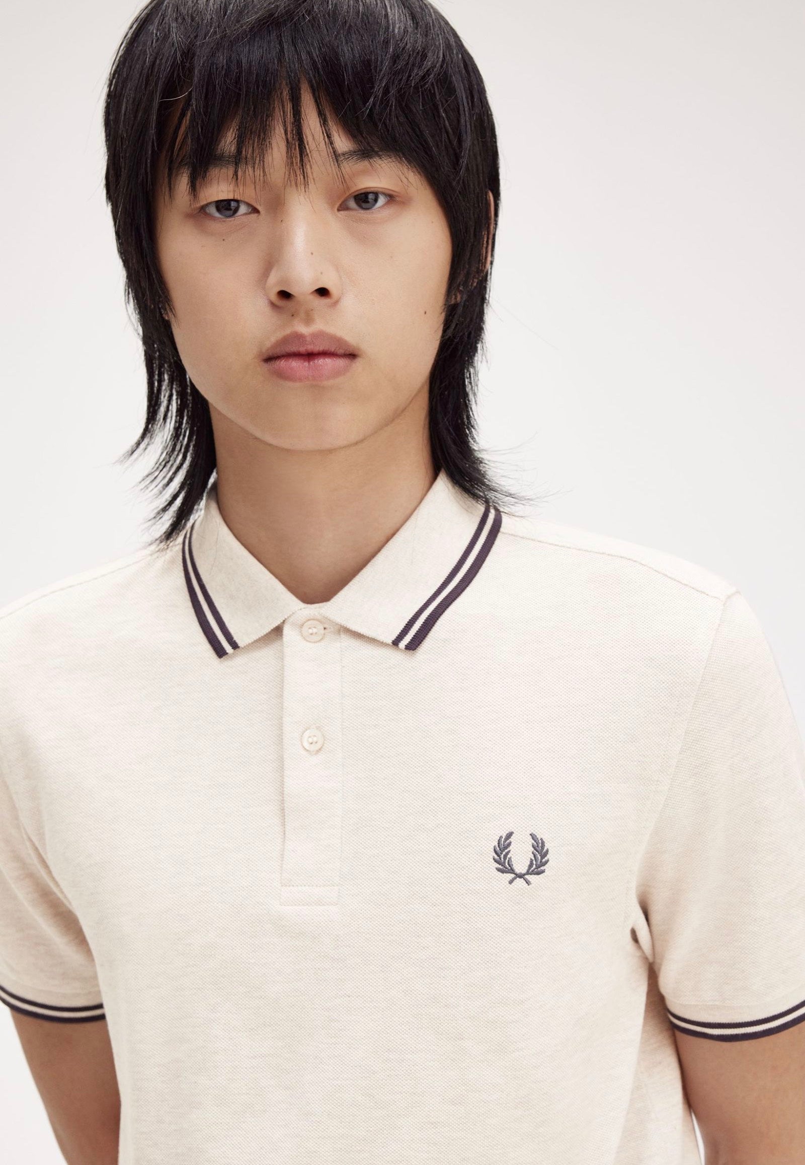 Fred Perry - Twin Tipped Porridge Marl/Anchor Grey/Anchor Grey - Polo Sale Best Sale