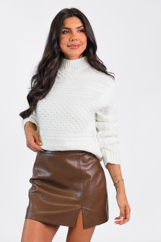 Fireside Moment Ivory Cable Knit Mock Neck Sweater FINAL SALE Buy Cheap With Credit Card