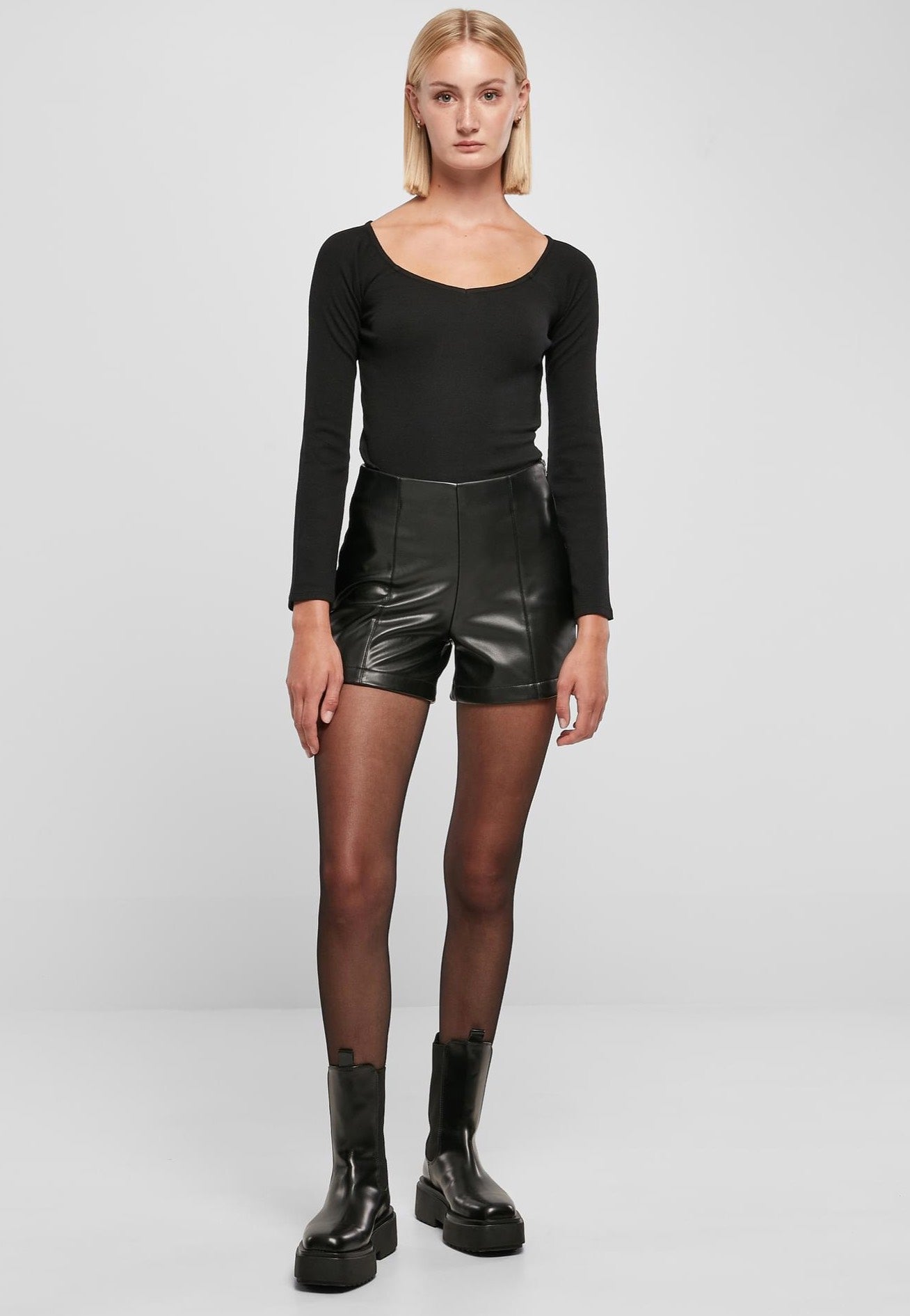 Urban Classics - Ladies Synthetic Leather Black - Shorts Sale Comfortable