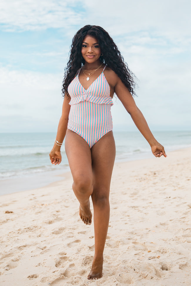 Love Like Ours Striped V-Neck One Piece Swimsuit FINAL SALE Cheap Sale Now