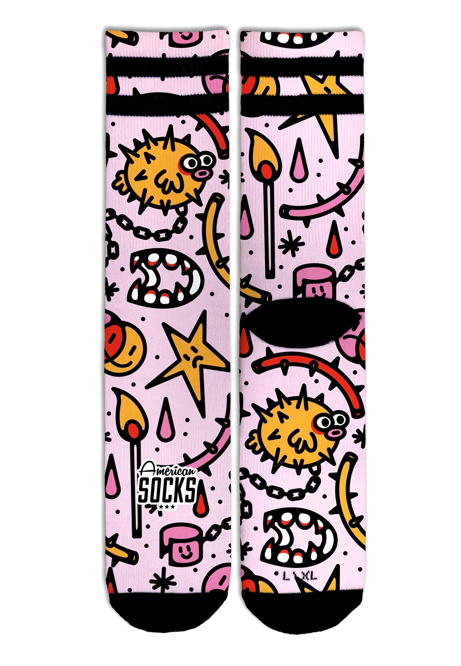 American Socks - Blowfish Mid High Pink - Socks New Styles For Sale