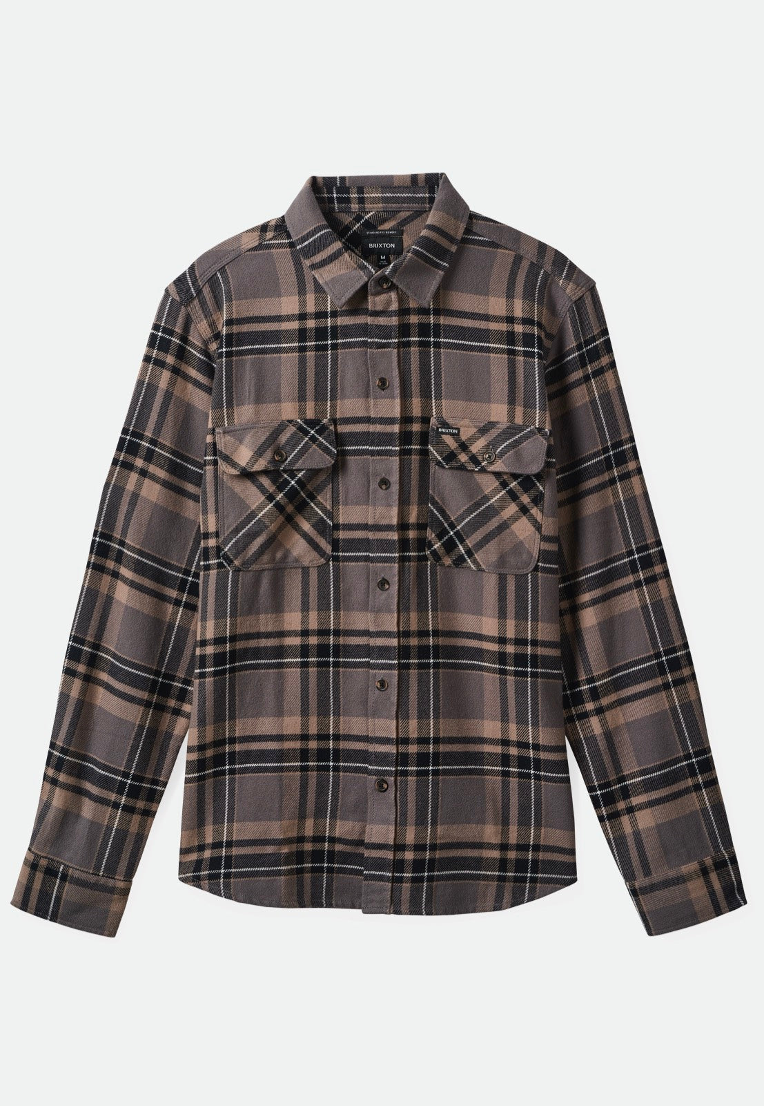 Brixton - Bowery Flannel Charcoal/Black/Cinder Grey - Shirt Sale Latest