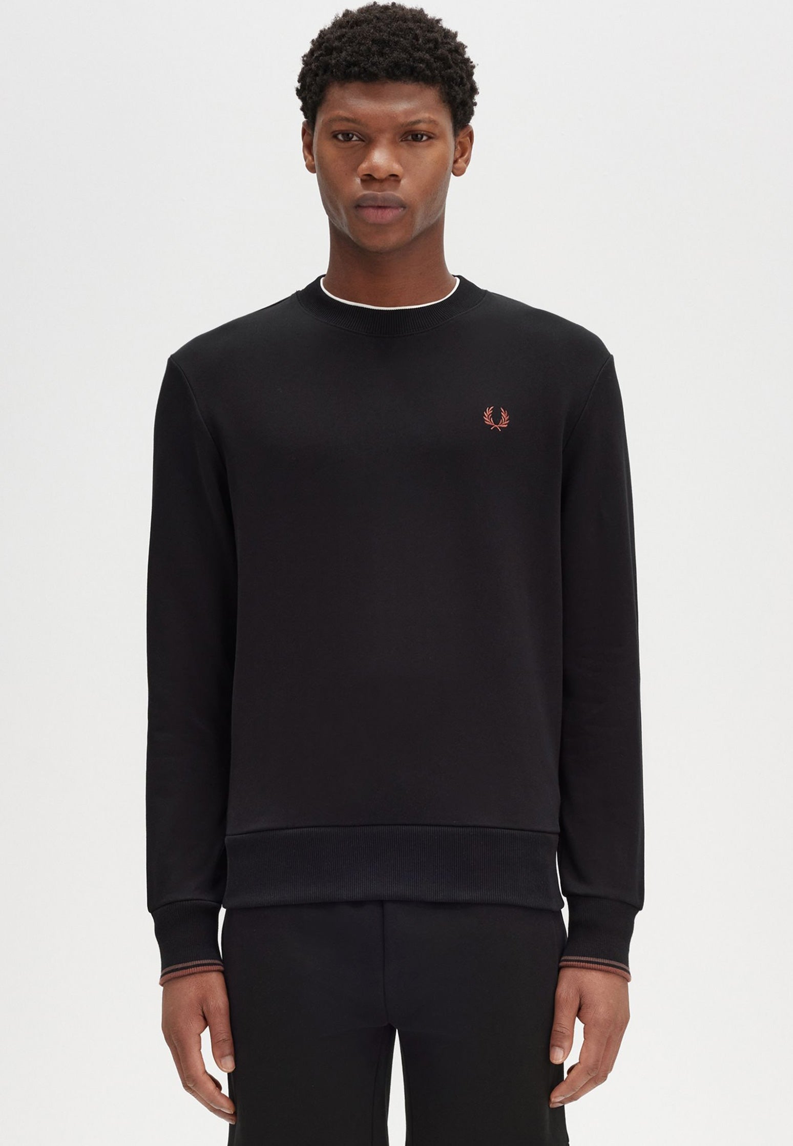 Fred Perry - Crew Neck Black/Whisky Brown - Sweater Nicekicks