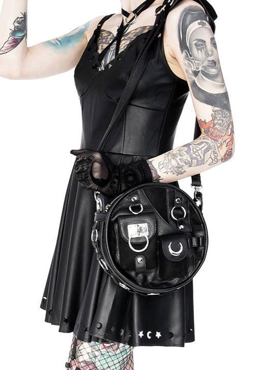 Restyle - Utility Round With Many Pockets And A Moon Black - Bag Sale Great Deals