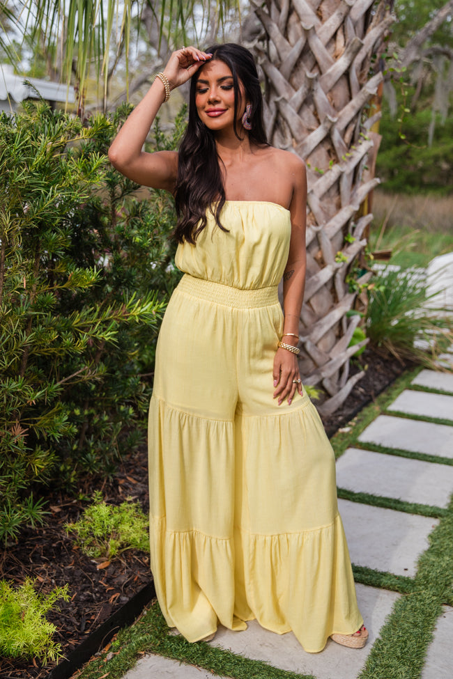 Sunny Side Of Life Yellow Strapless Jumpsuit Sale Authentic