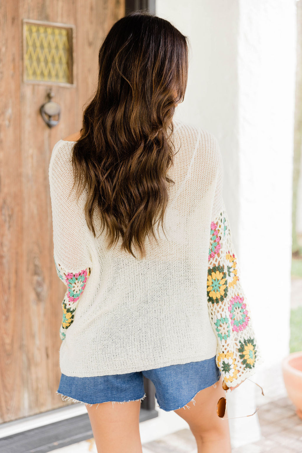 All I Really Want Ivory Crochet Sleeve Sweater FINAL SALE Sale Supply