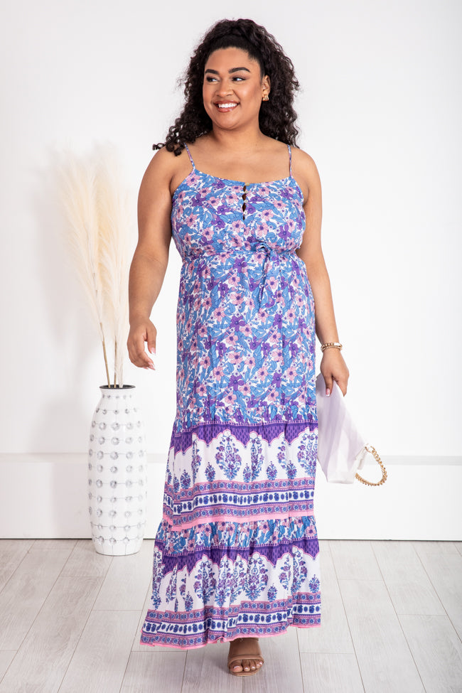 Gentle Breeze Purple Printed Maxi Dress FINAL SALE Cheap Sale Perfect