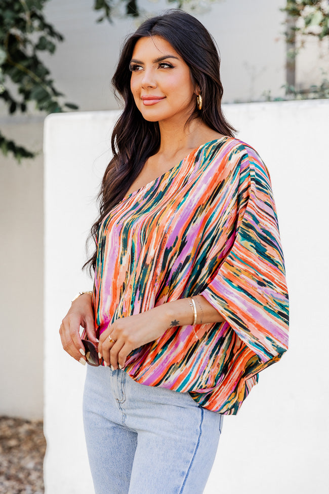 All Dressed Up Multi Printed Satin One Shoulder Blouse FINAL SALE Clearance Ebay