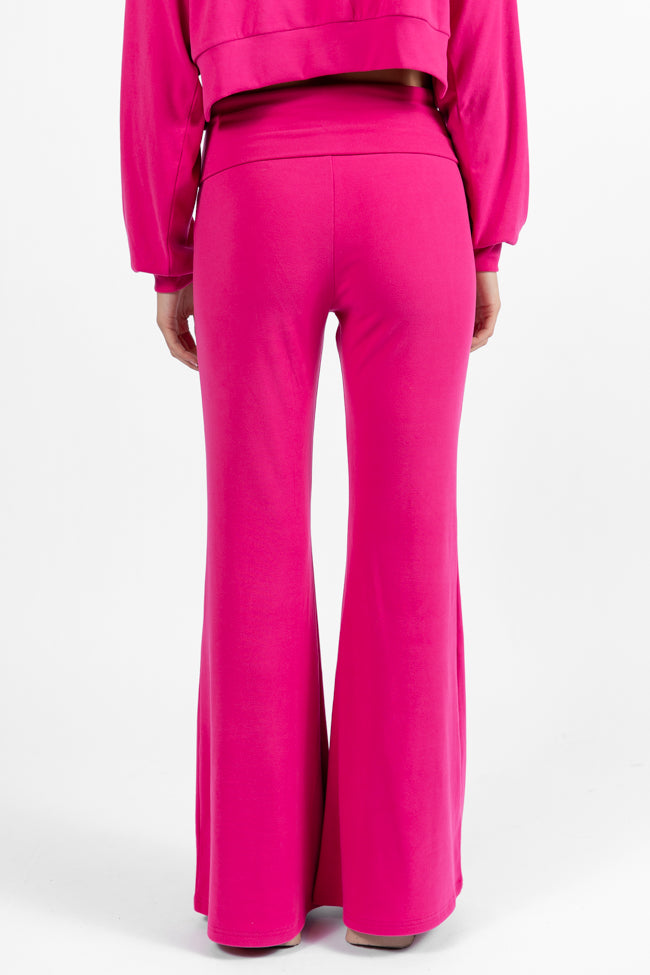 In A Dream Pink Foldover Band Super Soft Flare Pants Discount Release Dates