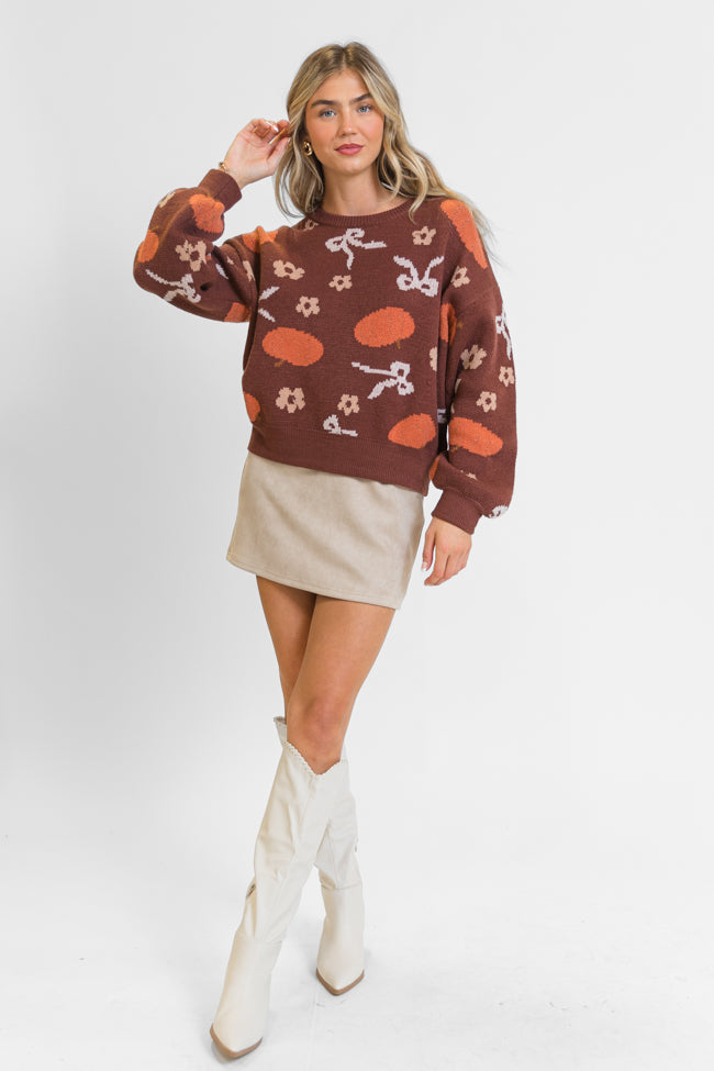 Pumpkin Spice Bliss Rust Bow Sweater FINAL SALE Largest Supplier