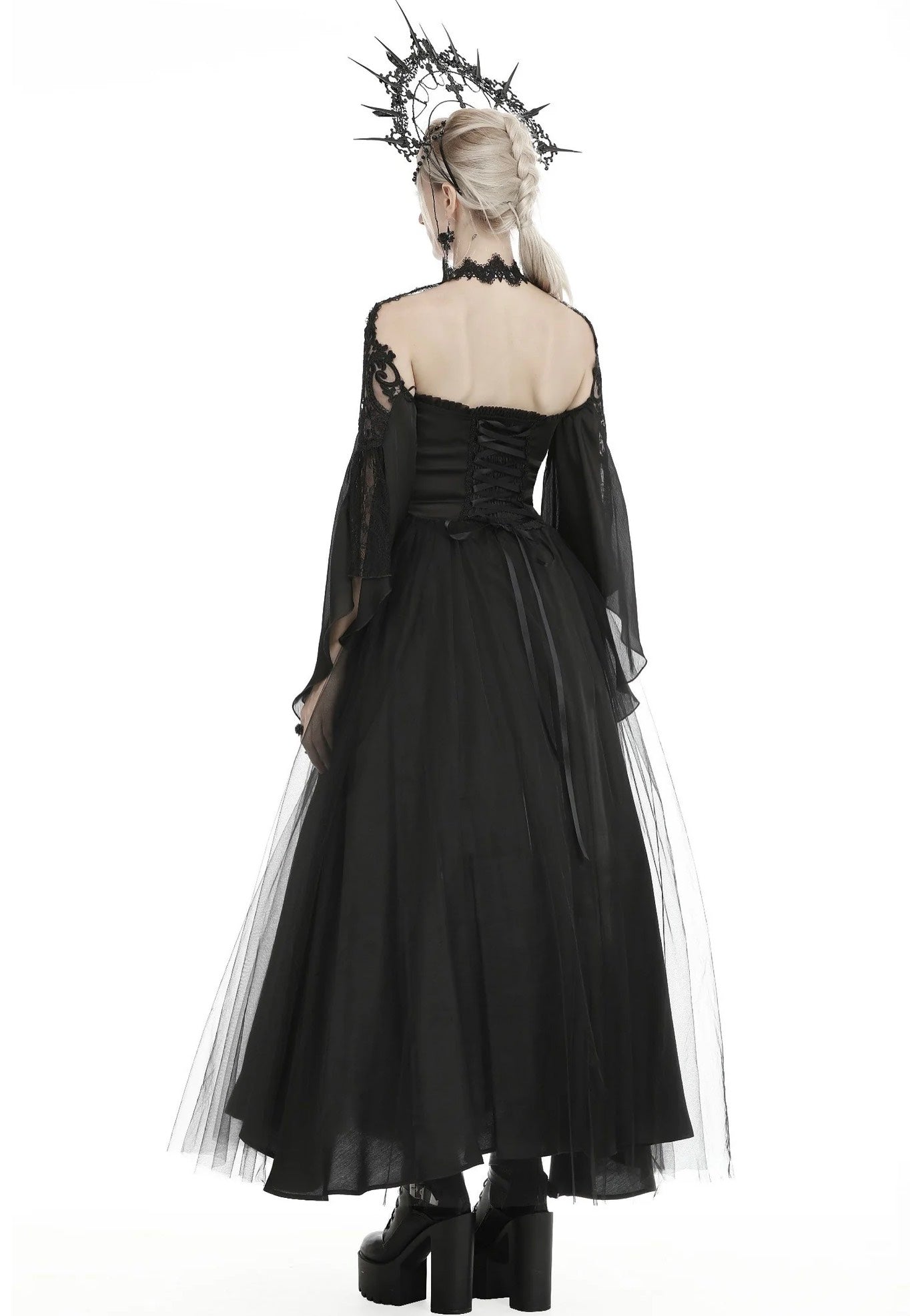 Dark In Love - Gorgeous Beaded Tulle Maxi Gothic Wedding Black - Dress Stockist Online