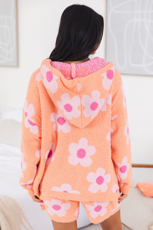 Movies and Chill Fuzzy Orange and Pink Flower Hoodie FINAL SALE Visa Payment For Sale