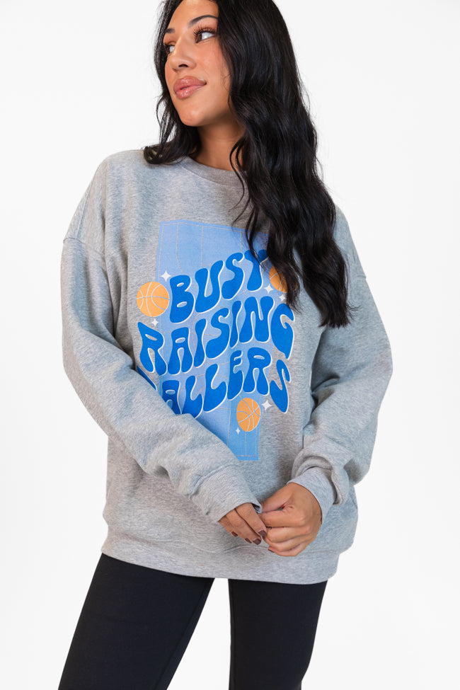 Busy Raising Ballers Light Grey Oversized Graphic Sweatshirt Sale Fashion