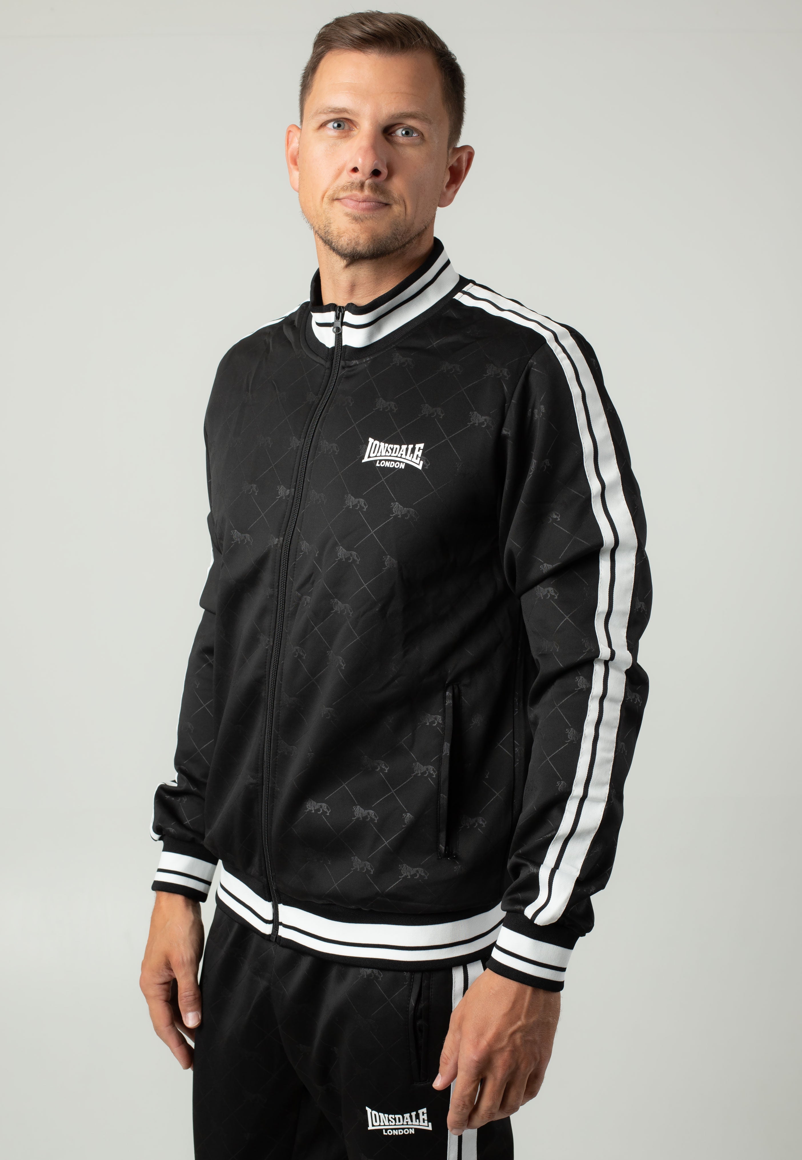 Lonsdale - Ashwell Black/White - Tracksuit Online Online Clearance