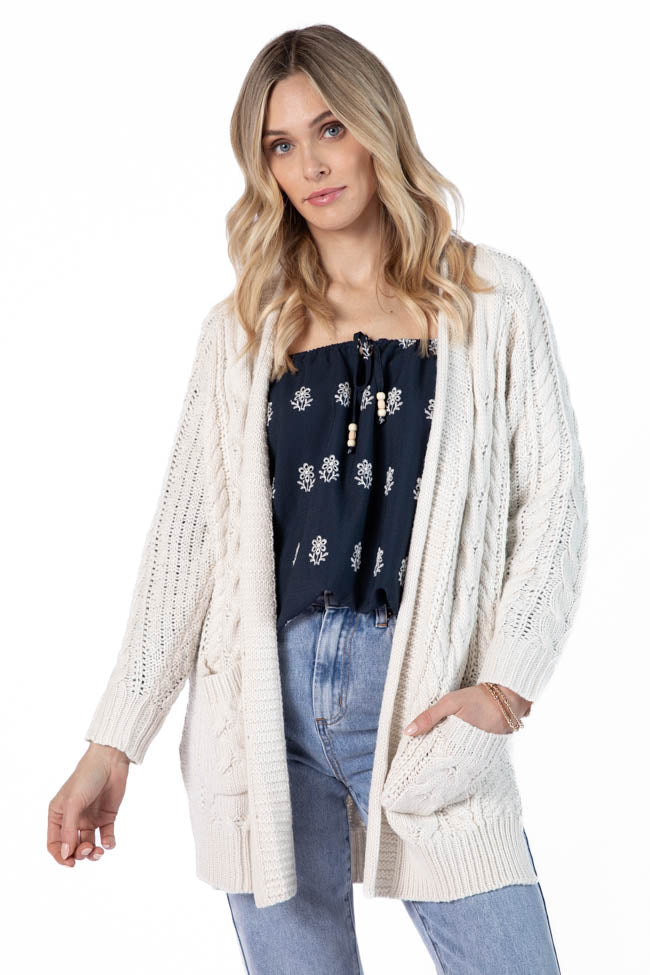 Sweet Nothings Cream Chunky Cable Knit Cardigan Outlet Genuine