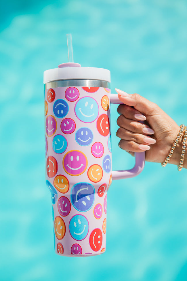 Sippin' Pretty Multi-Smiley 40oz Drink Tumbler With Lid And Straw