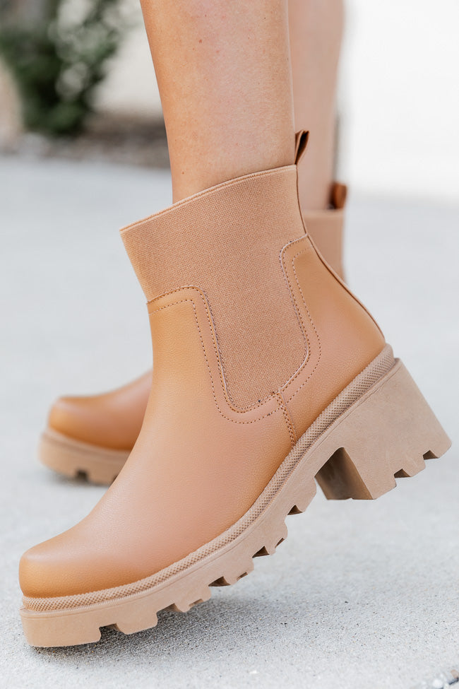 Ashley Camel Chunky Booties FINAL SALE Cheap Tumblr