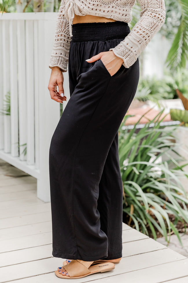 Far And Wide Smocked Waist Black Pants FINAL SALE Cheap Sale Low Pice