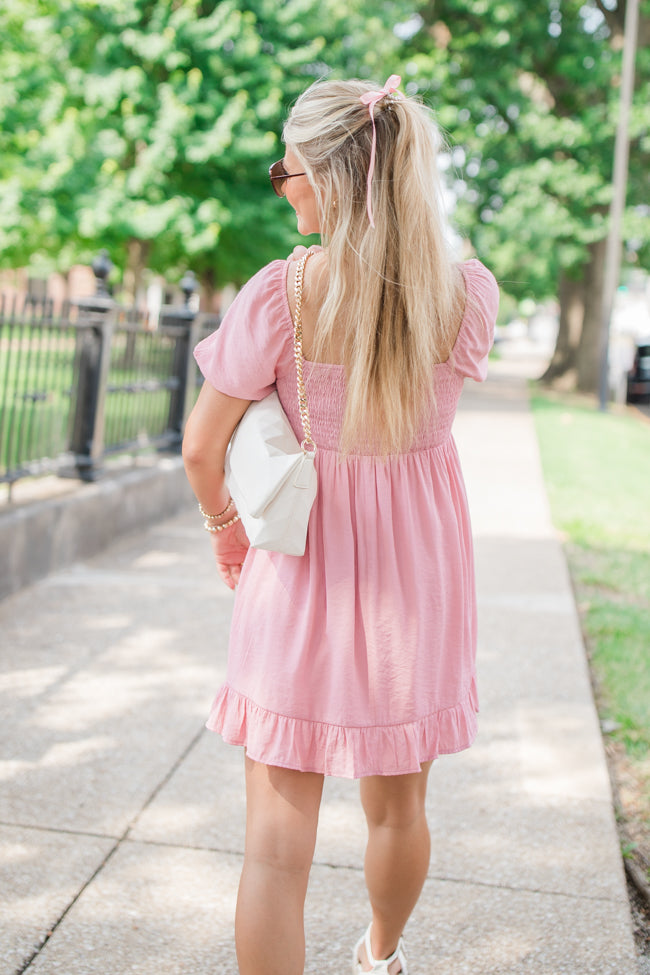 All Together Now Pink Square Neck Mini Dress FINAL SALE Cheap Sale Pay With Visa