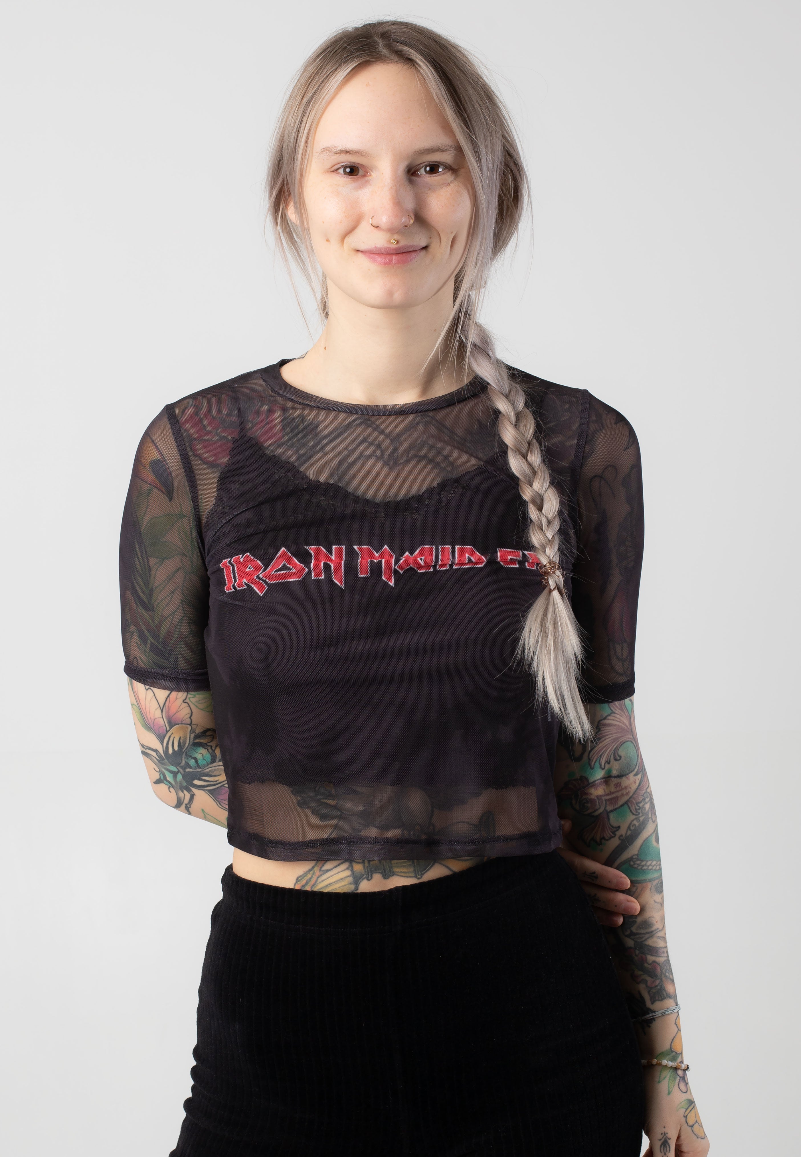 Iron Maiden - Logo Mesh Cropped - Girly Cheap Sale Tumblr