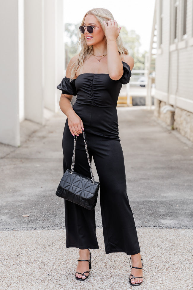 Runs On Dreams Black Ruched Bust Off The Shoulder Jumpsuit FINAL SALE With Mastercard Cheap Online