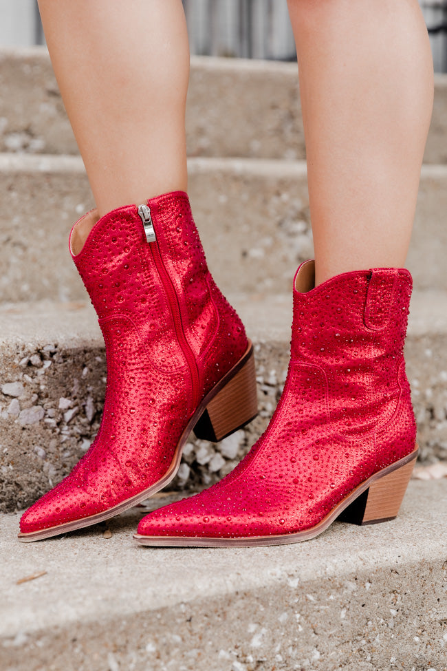 Rhegan Red Sparkle Booties FINAL SALE Best Place Cheap Pice